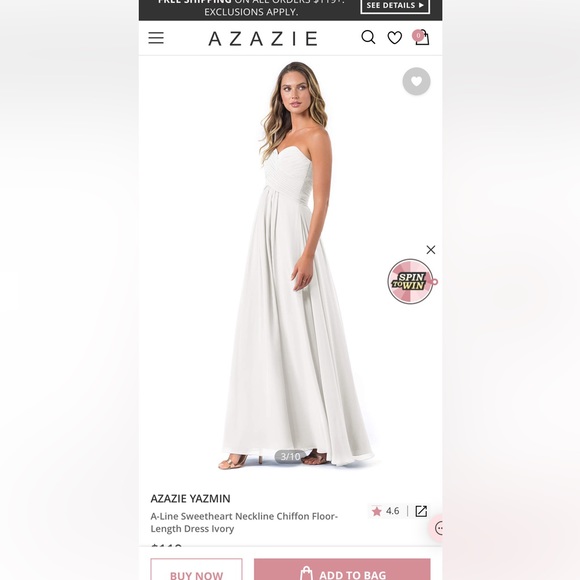 Azazie white maxi dress - yasmin (color getting retired!!!) sz 14 (L) - Picture 2 of 7